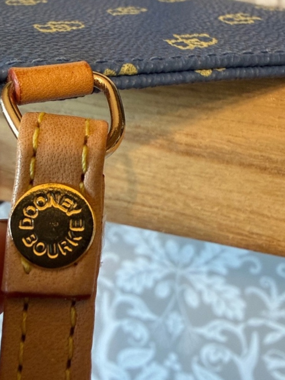 DOONEY & BOURKE signature DB monogram, cornflower blue wristlet,& ID card holder - Picture 9 of 13